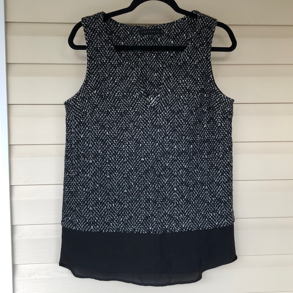 Sanctuary Tweed Sleeveless Black and white Blouse